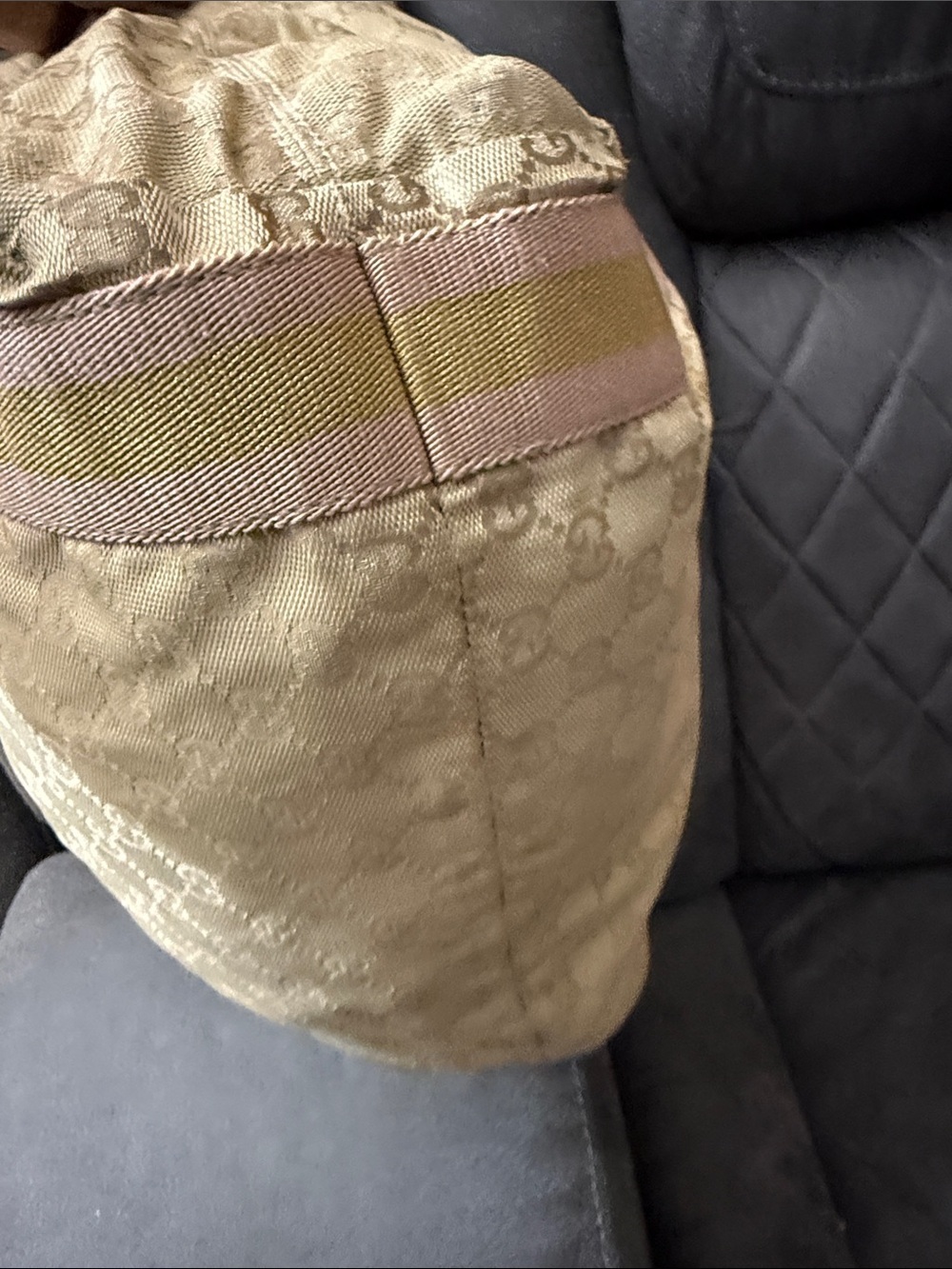 GG Monogram Beige Canvas Tote with Pink & Olive Straps - Picture 8 of 12